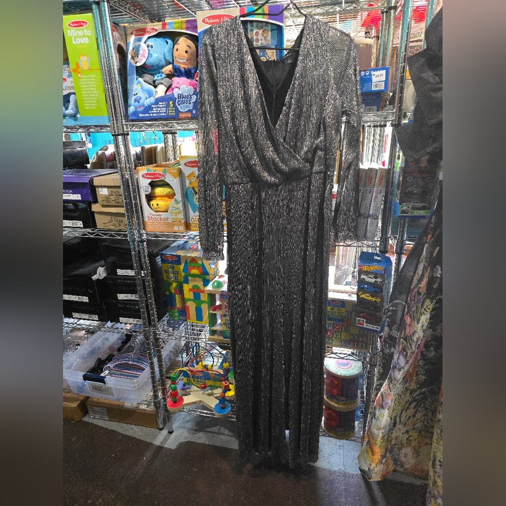 NWT Holagram Size 1  Shimmering Silver Long Jumpsuit